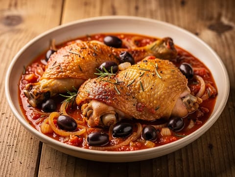 Pollo alla Cacciatora (csirke paradicsommal és olívabogyóval) Pollo alla Cacciatora (csirke paradicsommal és olívabogyóval)
