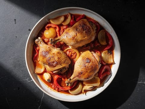 Pollo alla Romana con Peperoni (pui cu ardei și roșii) Pollo alla Romana con Peperoni (pui cu ardei și roșii)