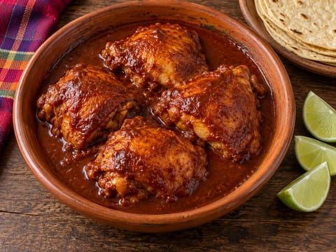 Pollo en Adobo (frango em molho de malagueta guajillo e tomate) Pollo en Adobo (frango em molho de malagueta guajillo e tomate)
