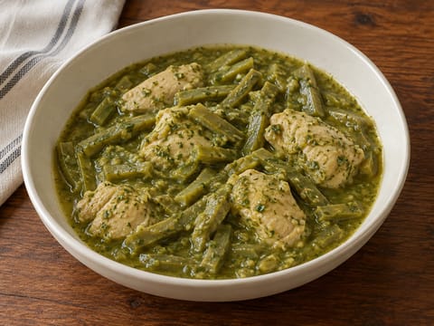 Pollo en Salsa Verde con Nopales (kip in tomatillo-salsa verde) Pollo en Salsa Verde con Nopales (kip in tomatillo-salsa verde)