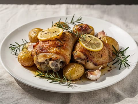 Pollo al Limone Traybake (κοτόπουλο με λεμόνι και πατάτες)