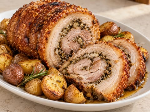 Porchetta Arrosto con Patate (pancetta di maiale arrosto all’italiana e patate) Porchetta Arrosto con Patate (pancetta di maiale arrosto all’italiana e patate)