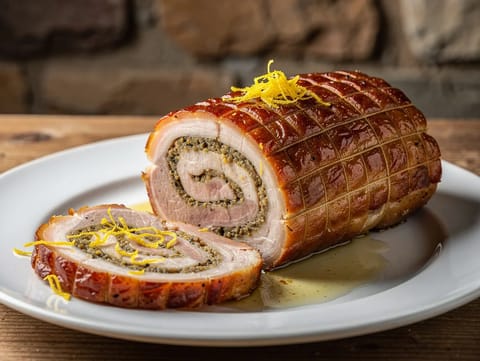 Porchetta Arrosto (lombo de porco assado enrolado italiano) Porchetta Arrosto (lombo de porco assado enrolado italiano)