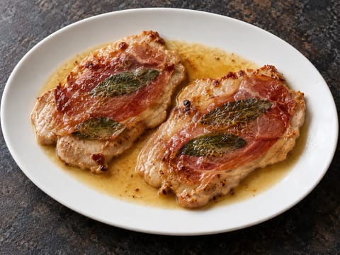Saltimbocca alla Romana vom Schwein (Schwein mit Prosciutto und Salbei) Saltimbocca alla Romana vom Schwein (Schwein mit Prosciutto und Salbei)