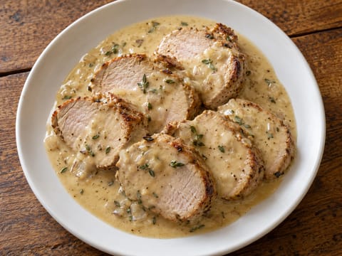 Varkenshaas met Dijonmosterdsaus Varkenshaas met Dijonmosterdsaus
