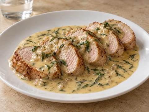 Filetto di maiale con salsa Dijon e dragoncello Filetto di maiale con salsa Dijon e dragoncello