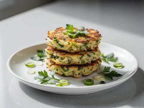 Tortitas ligeras de patata con hierbas (estilo placki)
