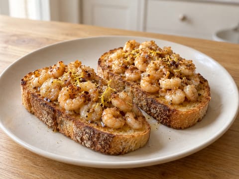 Potted shrimp su toast con burro nocciola Potted shrimp su toast con burro nocciola