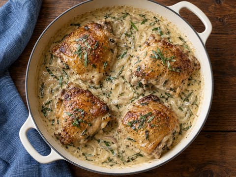 Poulet à l’Estragon (frango cremoso com estragão)