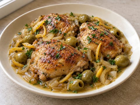 Poulet au Citron Confit (hauts de cuisse au citron confit et olives) Poulet au Citron Confit (hauts de cuisse au citron confit et olives)