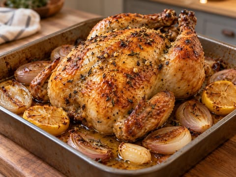 Poulet Rôti (Knoblauch-Kräuter-Brathähnchen) Poulet Rôti (Knoblauch-Kräuter-Brathähnchen)