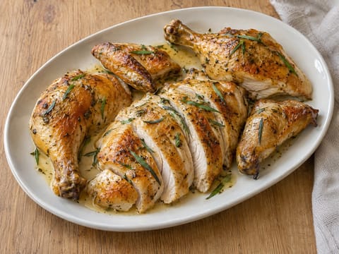 Poulet rôti au beurre d’estragon