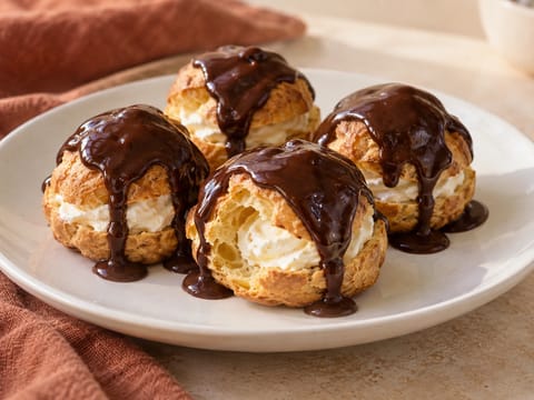 Profiteroles med sjokoladesaus