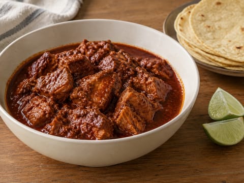 Puerco en Adobo Rojo (svinekjøtt i rød chili-adobosaus)