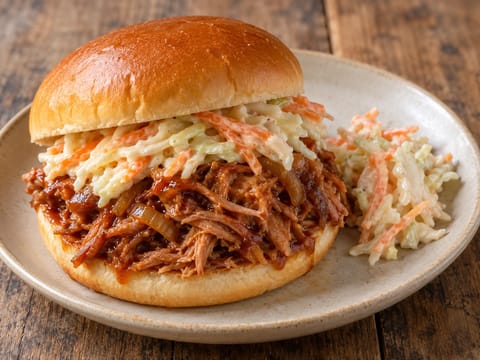 Bocadillo de pulled pork con coleslaw Bocadillo de pulled pork con coleslaw