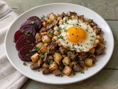 Swedish Pytt i Panna (Potato and Beef Hash with Fried Egg) Swedish Pytt i Panna (Potato and Beef Hash with Fried Egg)