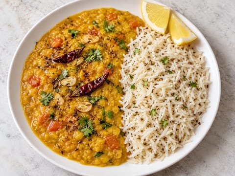 Dal Tadka veloce con Jeera Rice Dal Tadka veloce con Jeera Rice