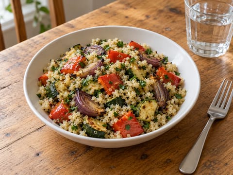 Quinoa- og ovnbagt grøntsagssalat Quinoa- og ovnbagt grøntsagssalat
