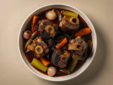 Rabo de Toro (espanjalainen punaviinissä haudutettu häränhäntäpata) Rabo de Toro (espanjalainen punaviinissä haudutettu häränhäntäpata)