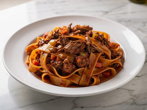 Ragù di Cinghiale (pappardelle ile yaban domuzu ragù)