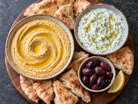 Ramadanin iftar-mezzetarjotin hummuksella ja cacıkilla Ramadanin iftar-mezzetarjotin hummuksella ja cacıkilla