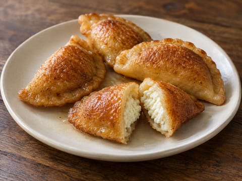 Qatayef (søte pannekakeboller fylt med ost)
