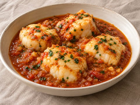 Rape a la Marinera (monkfish spaniol în sos de roșii și șofran) Rape a la Marinera (monkfish spaniol în sos de roșii și șofran)