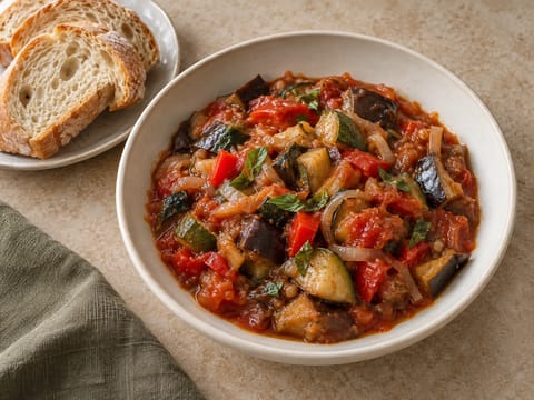 Ratatouille con pane croccante