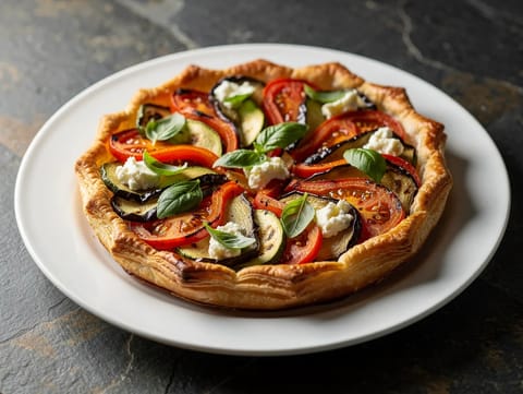 Tarta de ratatouille con queso de cabra