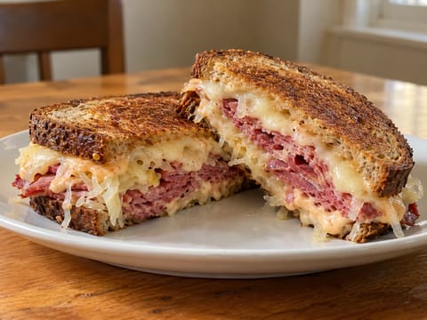 Reuben Sandwich (Toasted Rye with Corned Beef and Sauerkraut) Reuben Sandwich (Toasted Rye with Corned Beef and Sauerkraut)