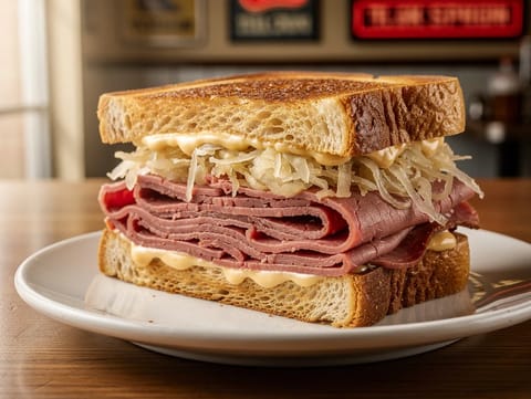 Reuben Sandwich (rostat rågbröd med corned beef och surkål) Reuben Sandwich (rostat rågbröd med corned beef och surkål)