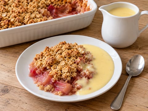 Rhubarb Crumble with Custard Rhubarb Crumble with Custard