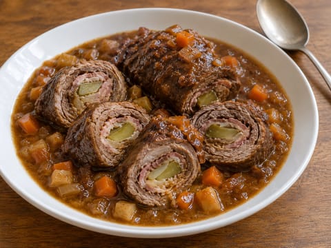 Rinderrouladen (involtini di manzo con bacon e cetriolini sottaceto) Rinderrouladen (involtini di manzo con bacon e cetriolini sottaceto)