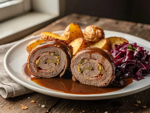 Rinderrouladen (involtini di manzo tedeschi con senape e pancetta)