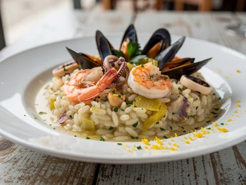 Risotto ai Frutti di Mare (risotto z owocami morza z krewetkami, małżami i kalmarami) Risotto ai Frutti di Mare (risotto z owocami morza z krewetkami, małżami i kalmarami)