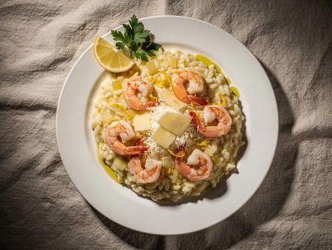 Risotto al Limone e Gamberi (Ριζότο με λεμόνι και γαρίδες)
