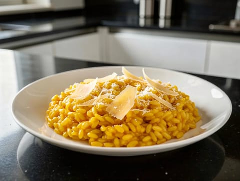 Risotto alla Milanese con Midollo (Safran- und Knochenmarkrisotto) Risotto alla Milanese con Midollo (Safran- und Knochenmarkrisotto)