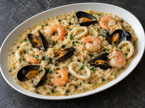 Risotto ai Frutti di Mare (italiensk risotto med skaldyr) Risotto ai Frutti di Mare (italiensk risotto med skaldyr)