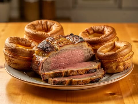 Ribbestek av storfe med Yorkshire pudding