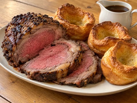 Ψητό μοσχαρίσιο rib με Yorkshire pudding Ψητό μοσχαρίσιο rib με Yorkshire pudding