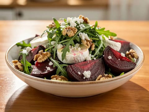 Sallad med rostad rödbeta och getost