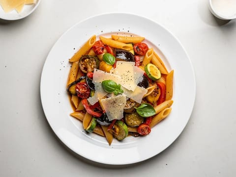 Pâtes aux légumes rôtis