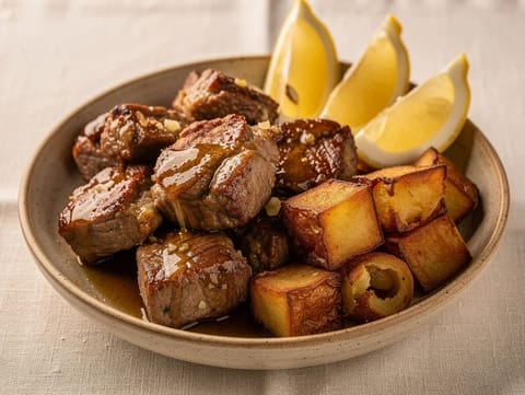 Rojões à Minhota (porc prăjit în untură cu cartofi)