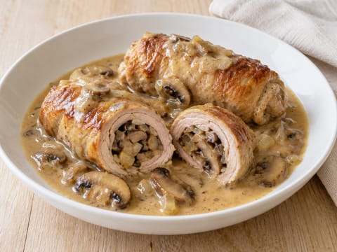 Roladki Wieprzowe z Pieczarkami (varkensrolletjes met champignonvulling) Roladki Wieprzowe z Pieczarkami (varkensrolletjes met champignonvulling)
