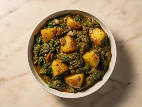 Saag Aloo (curry de espinacas y patata) Saag Aloo (curry de espinacas y patata)