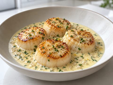 Saint-Jacques à la Crème (Scallops in White Wine and Cream Sauce) Saint-Jacques à la Crème (Scallops in White Wine and Cream Sauce)