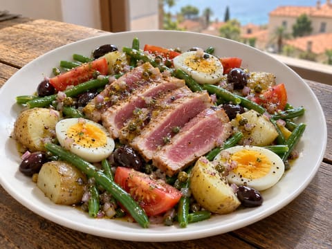 Salade Niçoise con tonno scottato Salade Niçoise con tonno scottato
