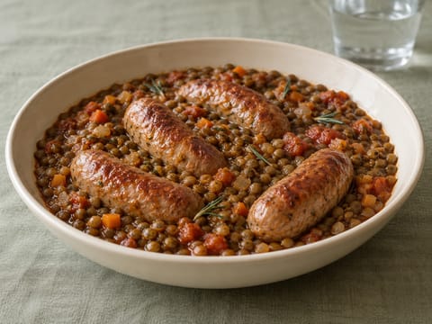 Salsicce e Lenticchie (ιταλικά λουκάνικα με φακές)