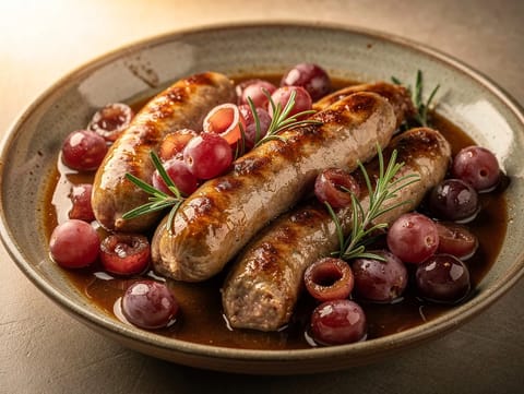 Salsiccia e Uva (salsichas italianas cozinhadas com uvas)