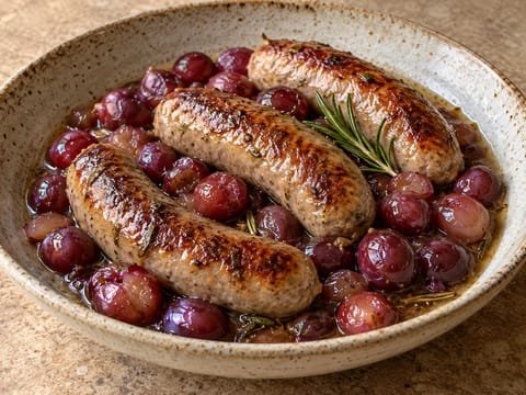 Salsiccia e Uva (Üzümlü pişirilmiş İtalyan sosisleri) Salsiccia e Uva (Üzümlü pişirilmiş İtalyan sosisleri)